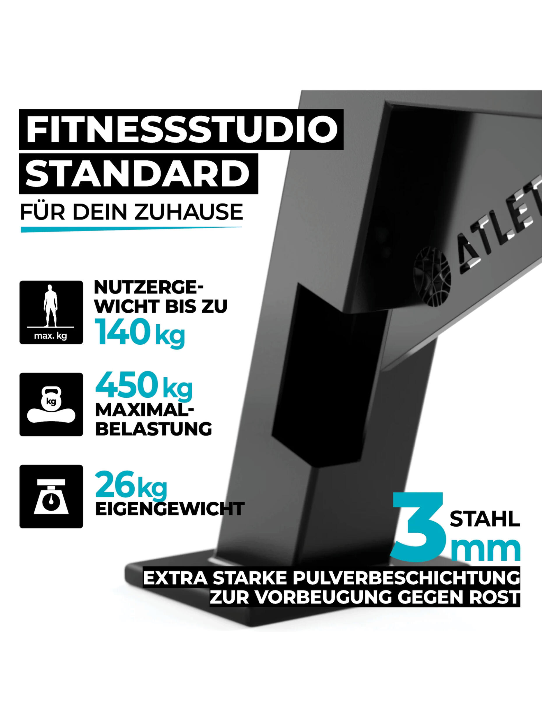 B1 Hantelbank - Leder | Flachbank | Vertical Storage | Studio-Qualität 4/7