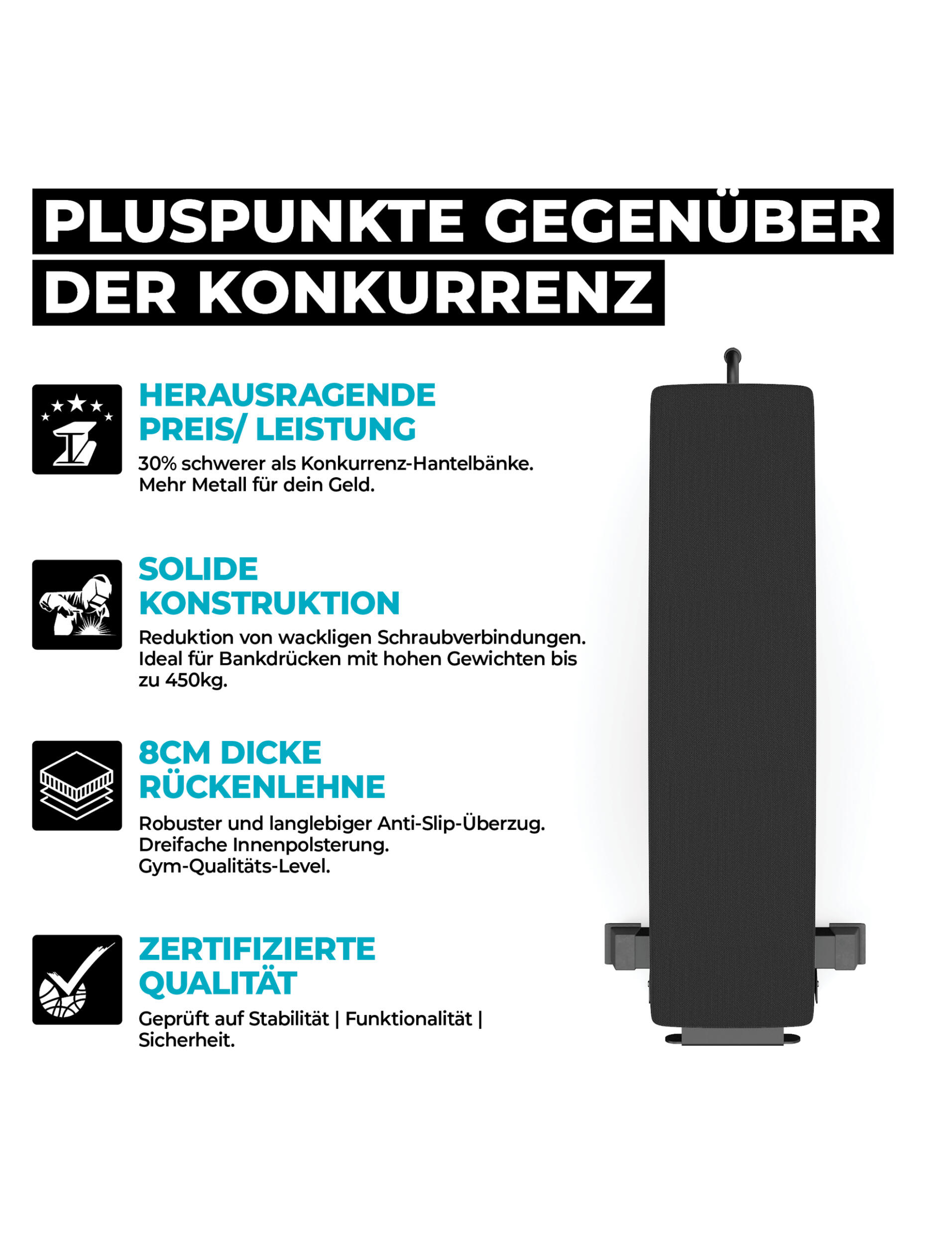 B1 Hantelbank - Leder | Flachbank | Vertical Storage | Studio-Qualität 3/7