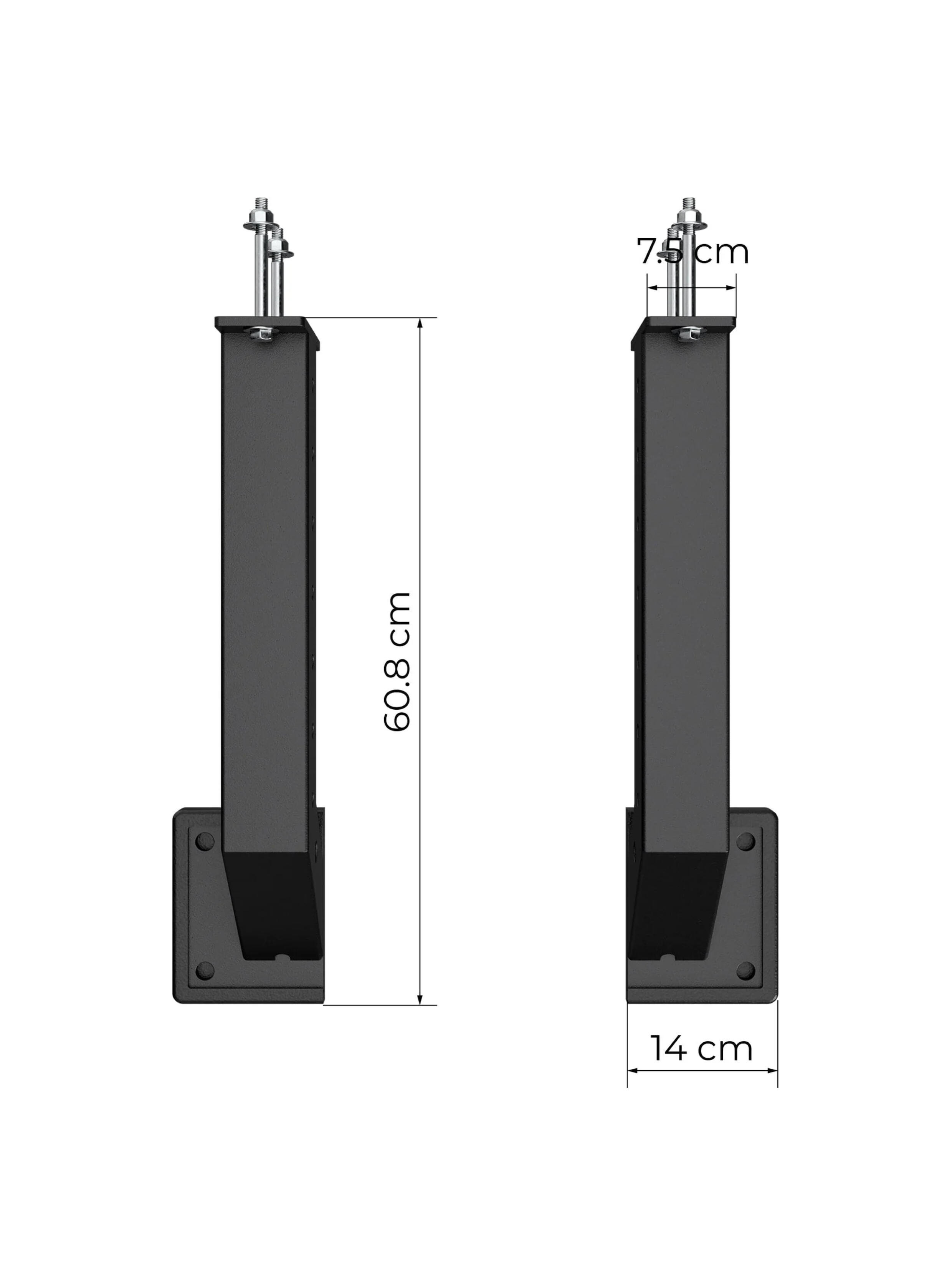 R8 Front-Foot Stabilisatoren | 60,8 cm Länge | 75x75x3 mm Stahlprofil 4/6