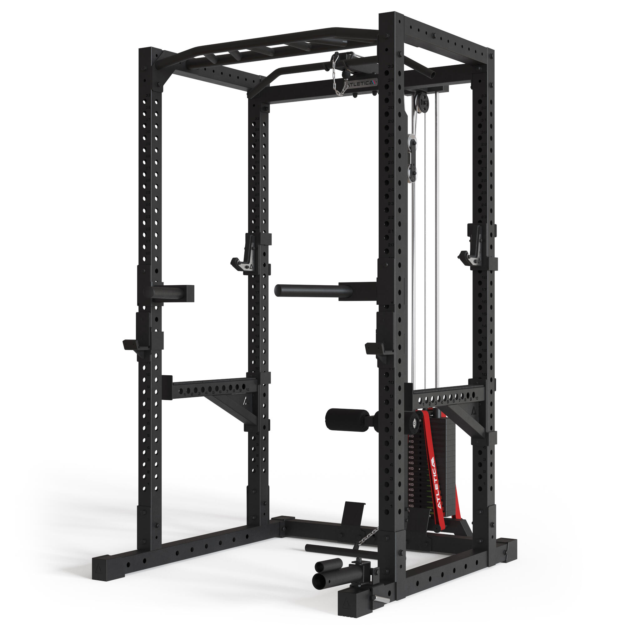 R7-Cyrax Power Rack | 90kg Steckgewichte | Latzug mit Legblocker 5/5