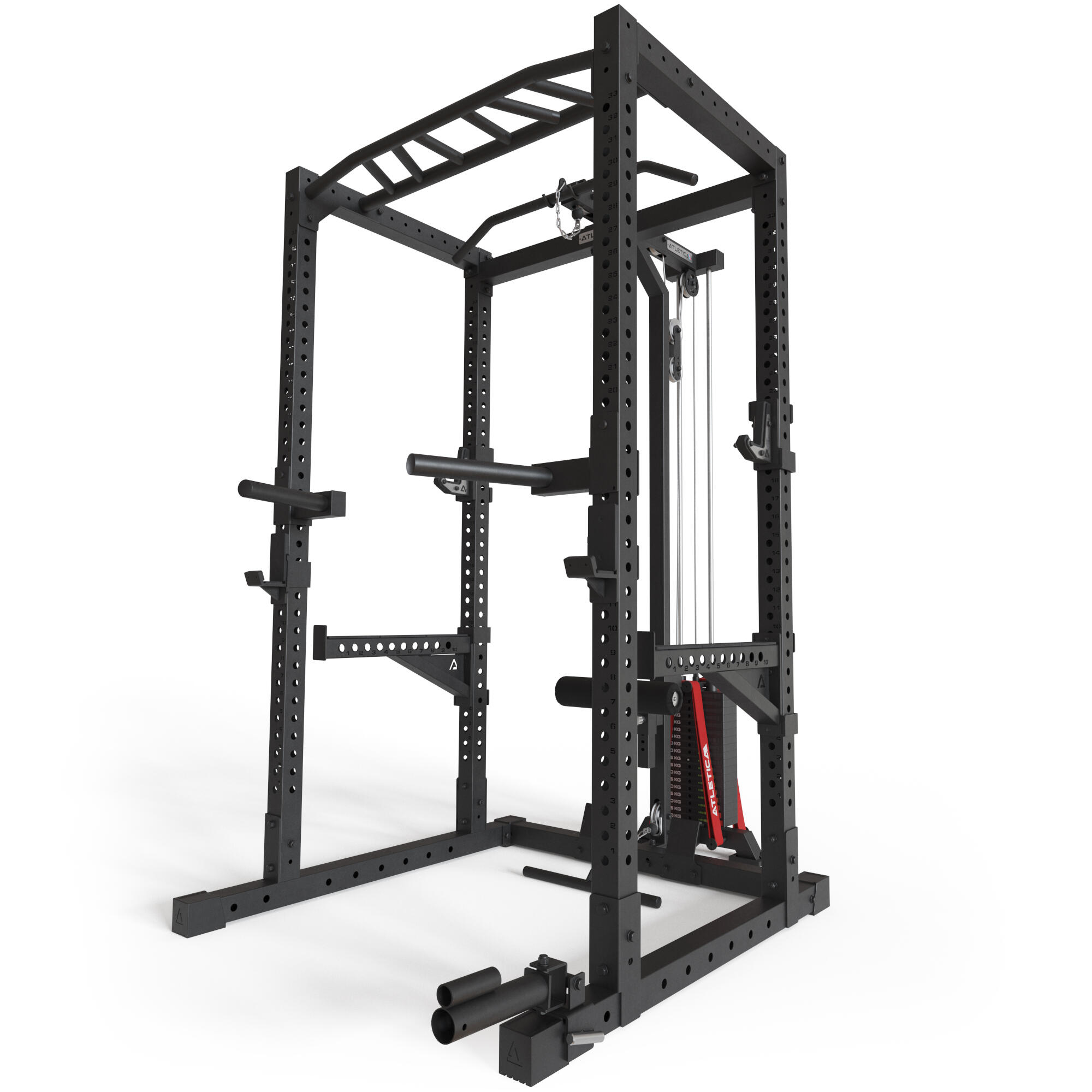 R7-Cyrax Power Rack | 90kg Steckgewichte | Latzug mit Legblocker 1/5