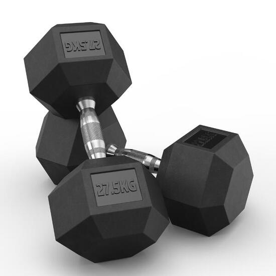 Hexagon Hantel Paar | 2 x 27.5kg | PVC Bezug | Langlebig | Geruchsarm