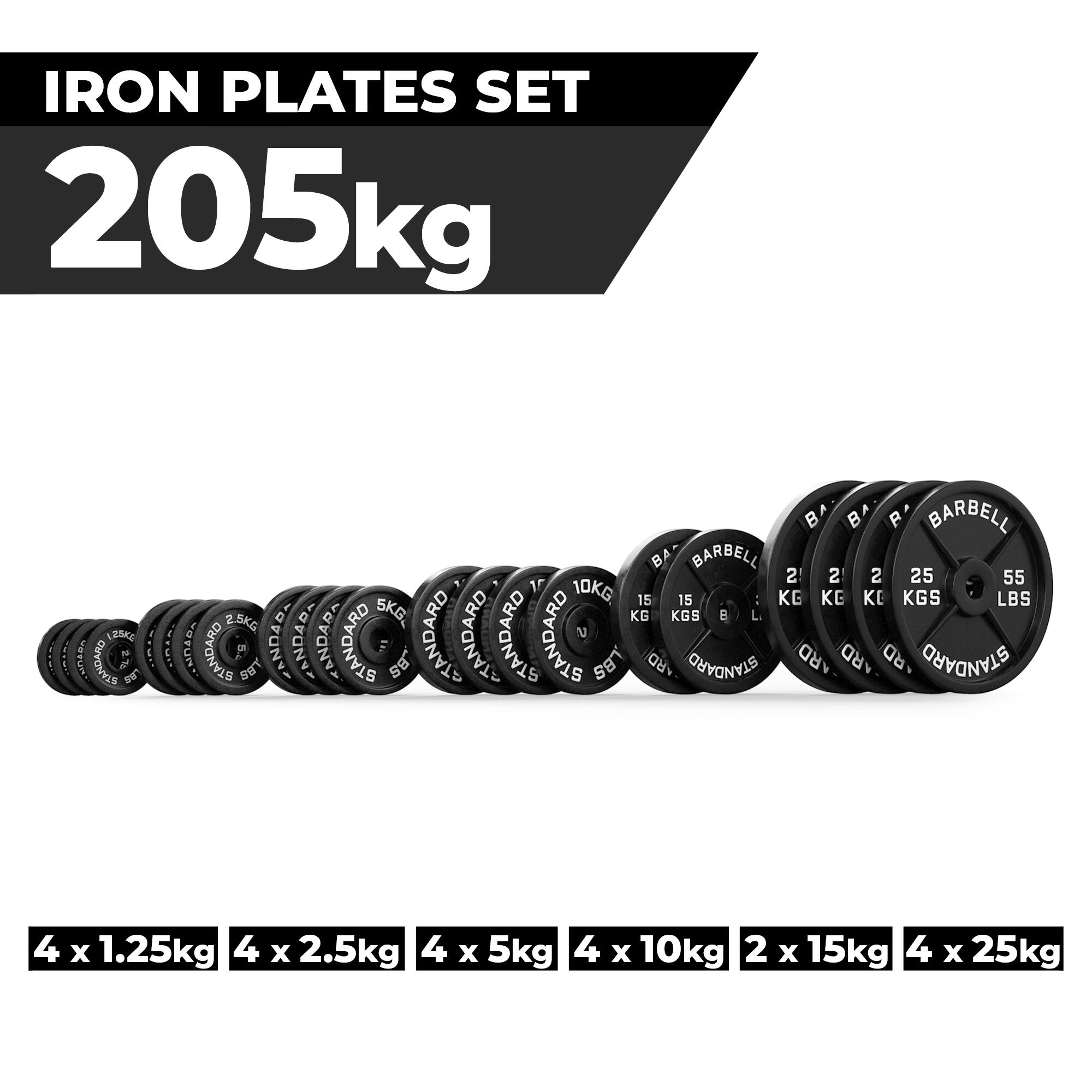 Iron Plates Set | 205kg ∣ 50mm ∣ Gusseisen Hantelscheiben 2/3