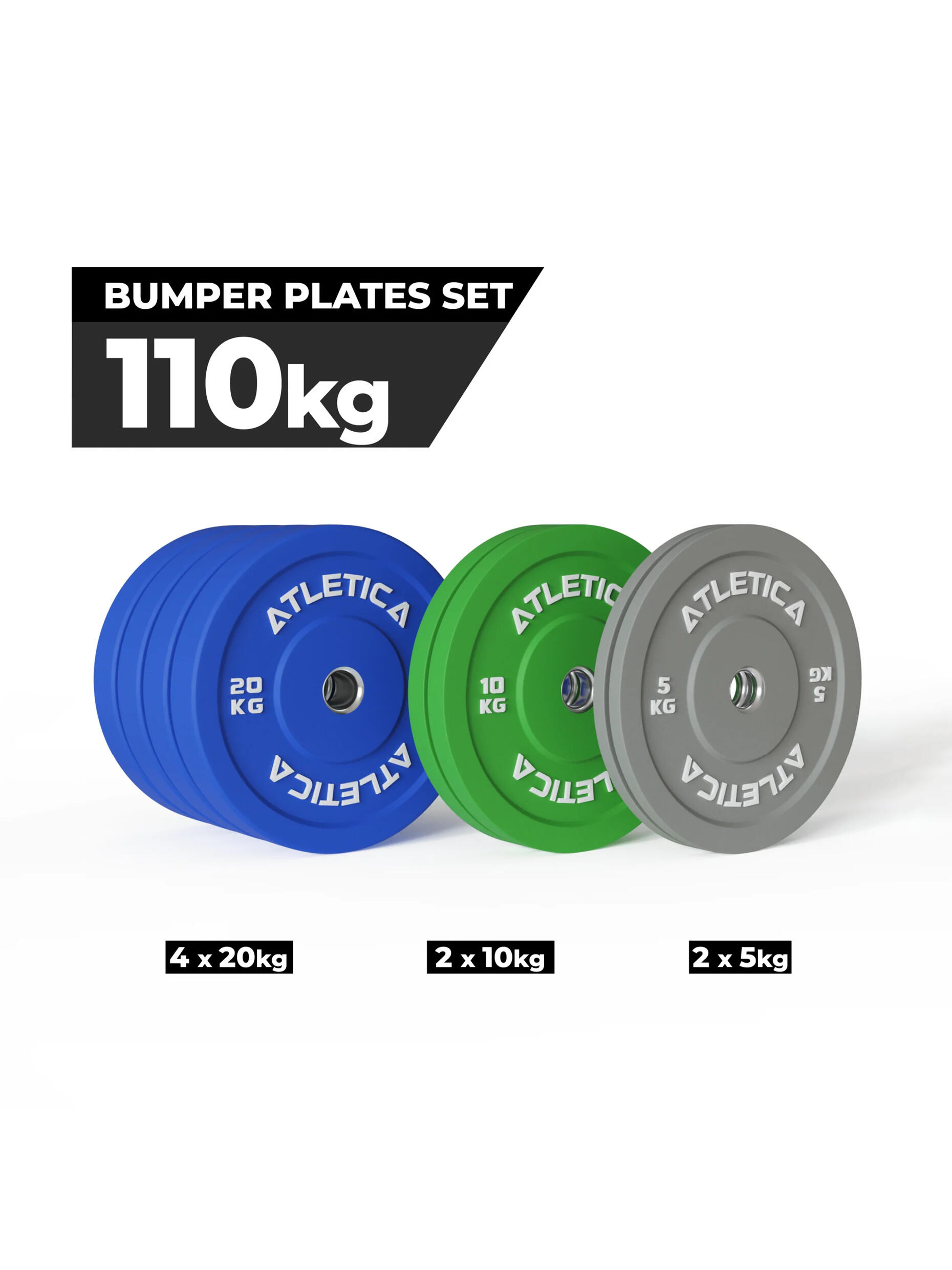 Color Bumper Plates Set | 110kg aus 2x 5 kg ∣ 2x 10 kg ∣ 4x 20 kg 2/3