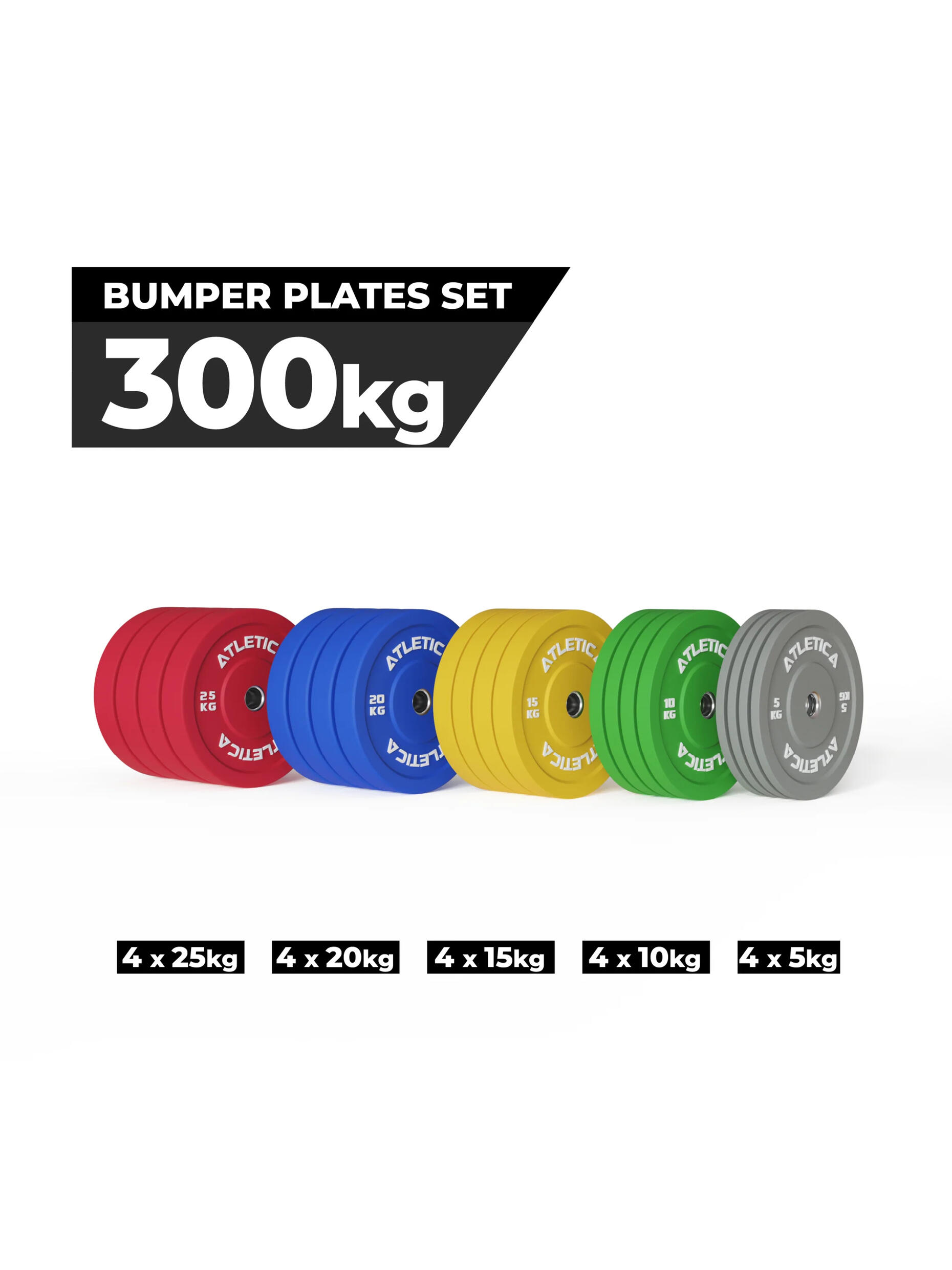 Color Bumper Plates Set | 300kg 2/3