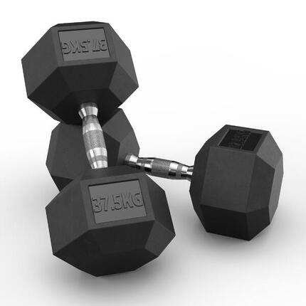 Hexagon Hantel Paar | 2 x 37.5kg | PVC Bezug | Langlebig | Geruchsarm