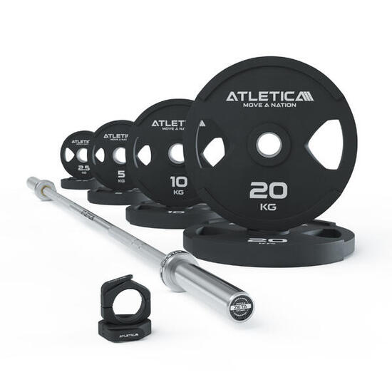 Langhantel Set | Zeta Space | 75kg Dual-Gripper Plates | Slim Collars