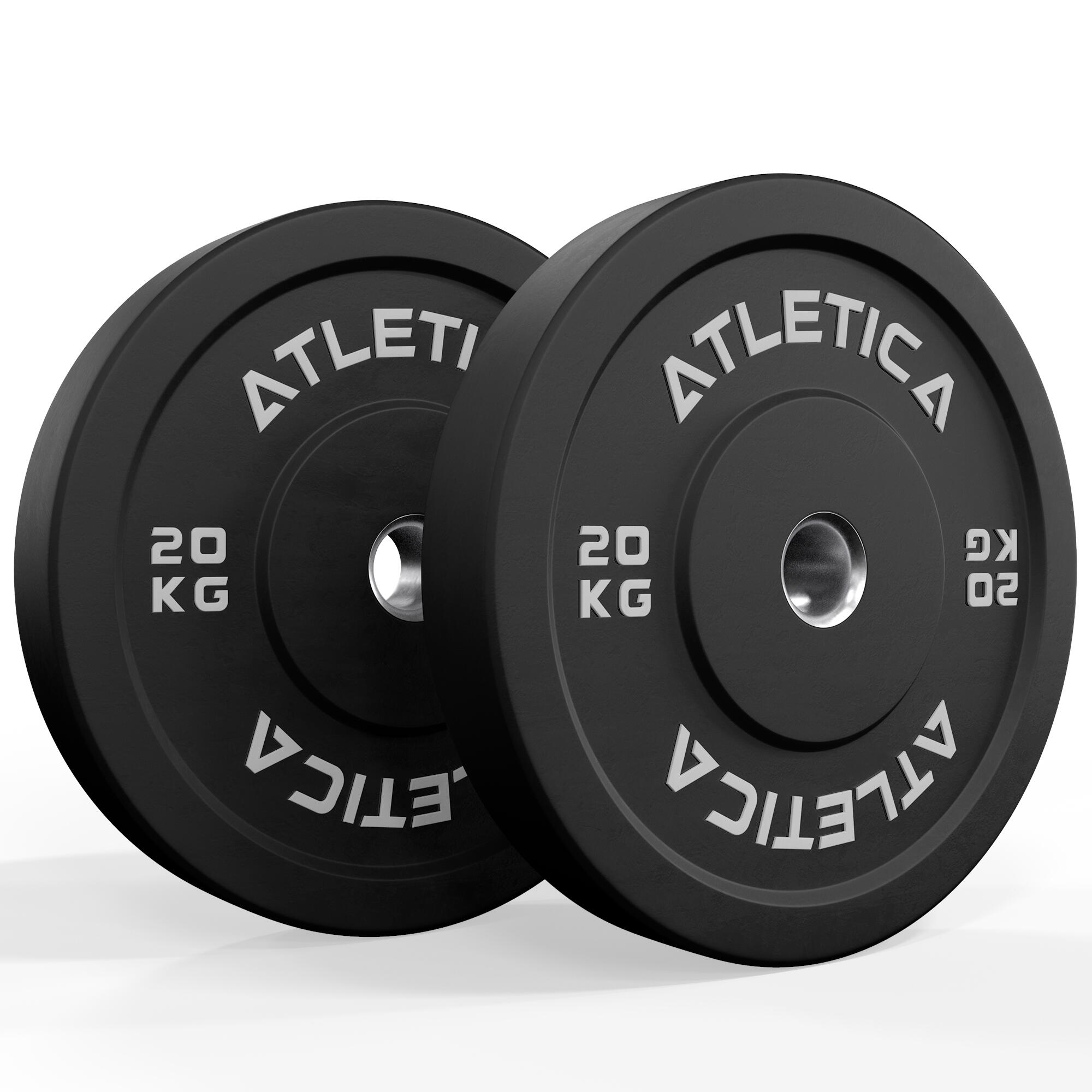 ATLETICA Bumper Plates | Paar | 2x20kg | Ø 50 mm Edelstahlring | Härtetyp 90