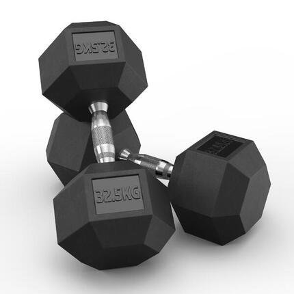 Hexagon Hantel Paar | 2 x 32.5kg | PVC Bezug | Langlebig | Geruchsarm