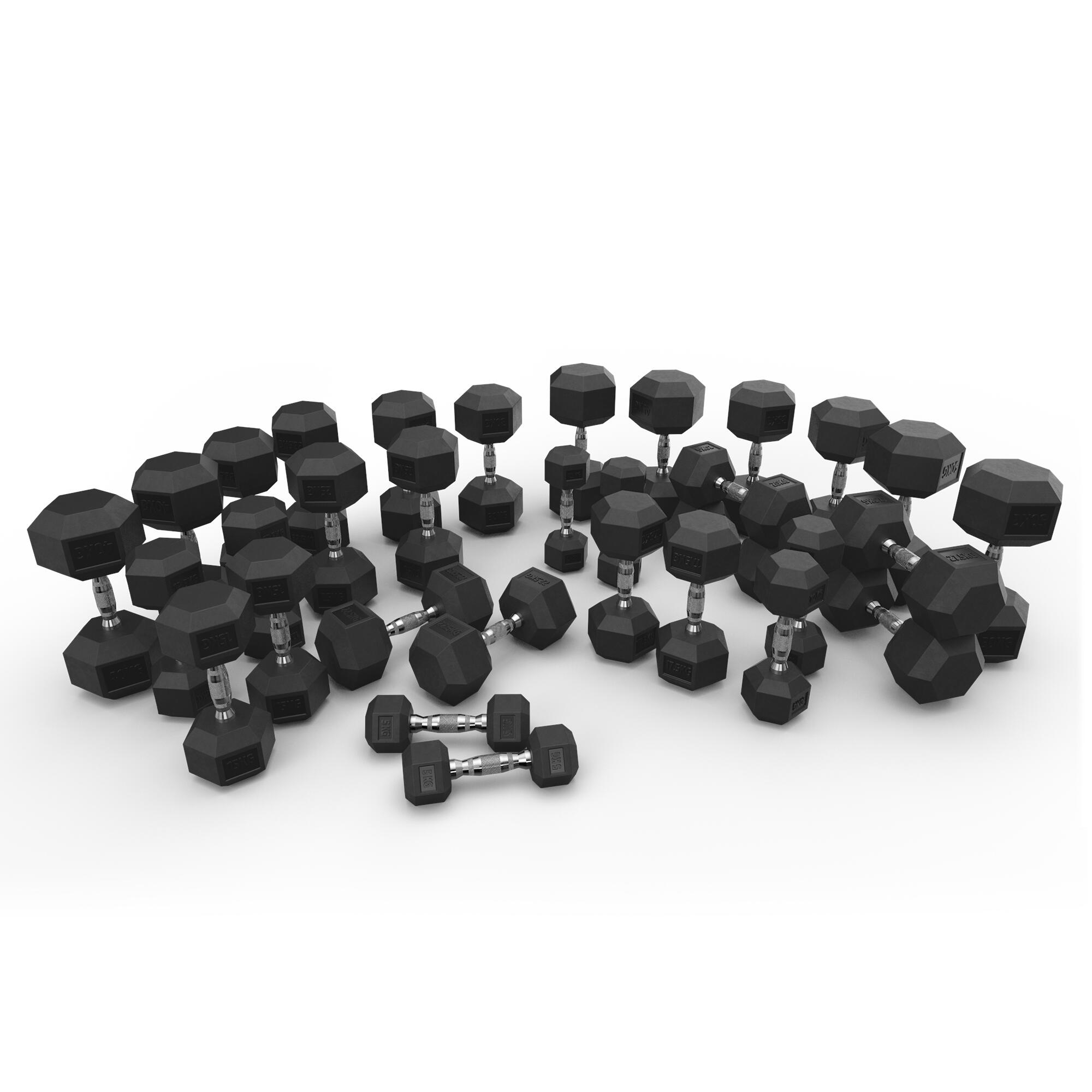 Hexagon Hantel Set | 2.5 kg-50 kg | Professioneller Bezug (kein Gummi) 2/2
