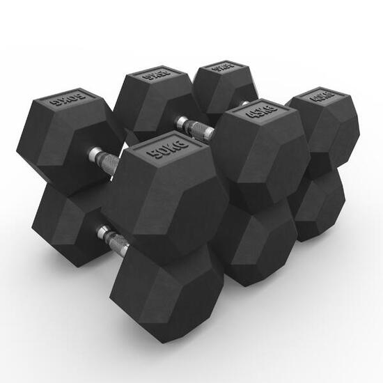 Hexagon Hantel Set | 40 kg - 50 kg ∣ Professioneller Bezug (kein Gummi)