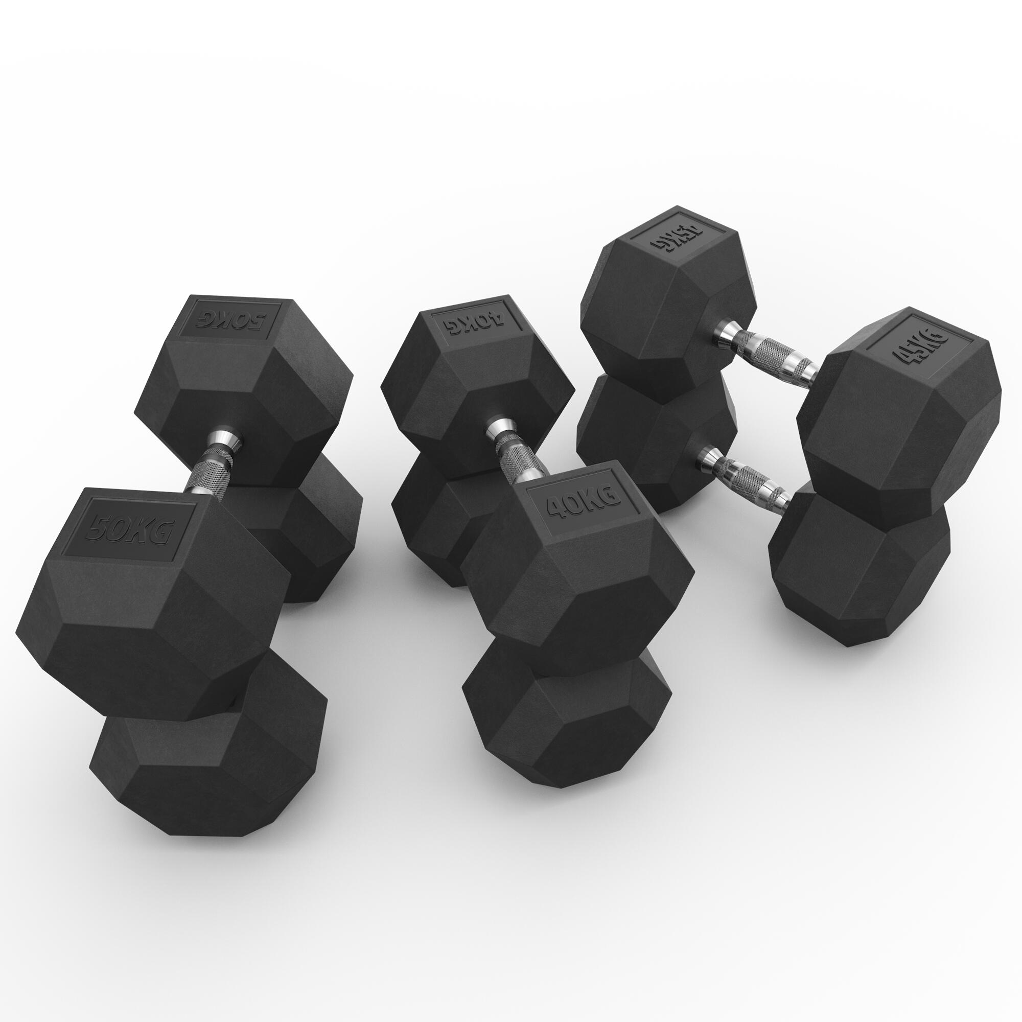 Hexagon Hantel Set | 40 kg - 50 kg ∣ Professioneller Bezug (kein Gummi) 2/3