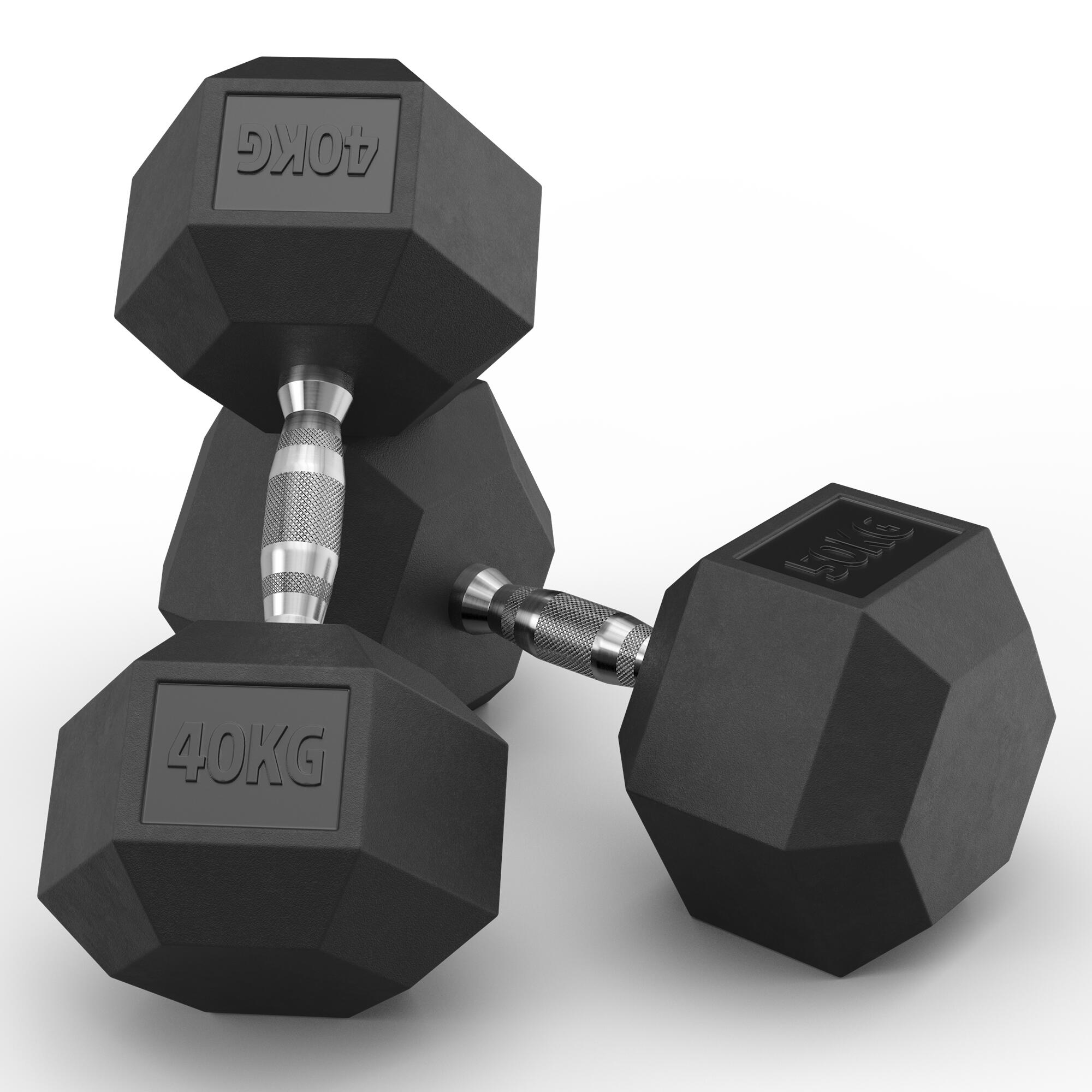 Hexagon Hantel Set | 40 kg - 50 kg ∣ Professioneller Bezug (kein Gummi) 3/3