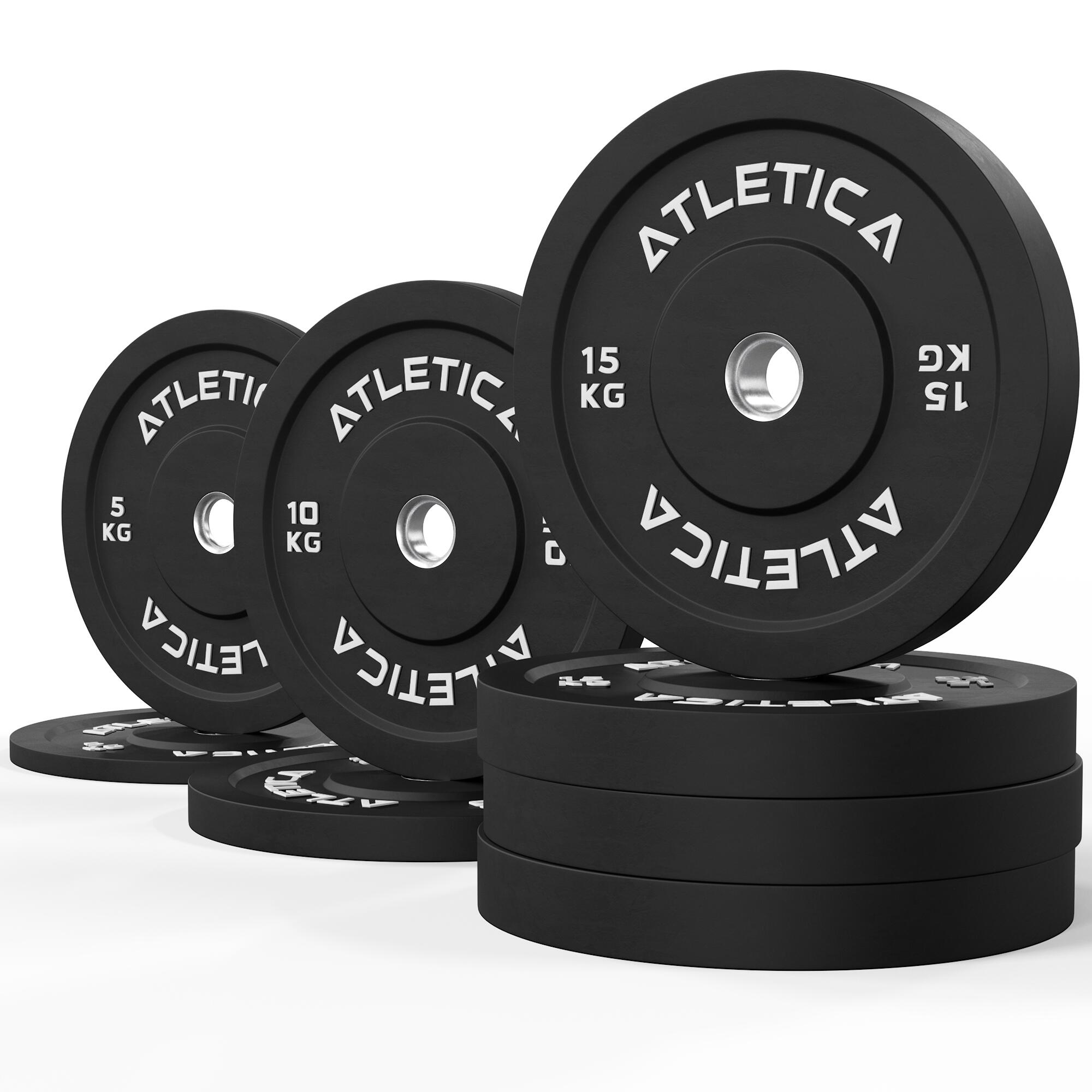 ATLETICA Bumper Plates Set | 90kg bestehend aus 2 x 5 kg ∣ 2 x 10 kg ∣ 4 x 15 kg