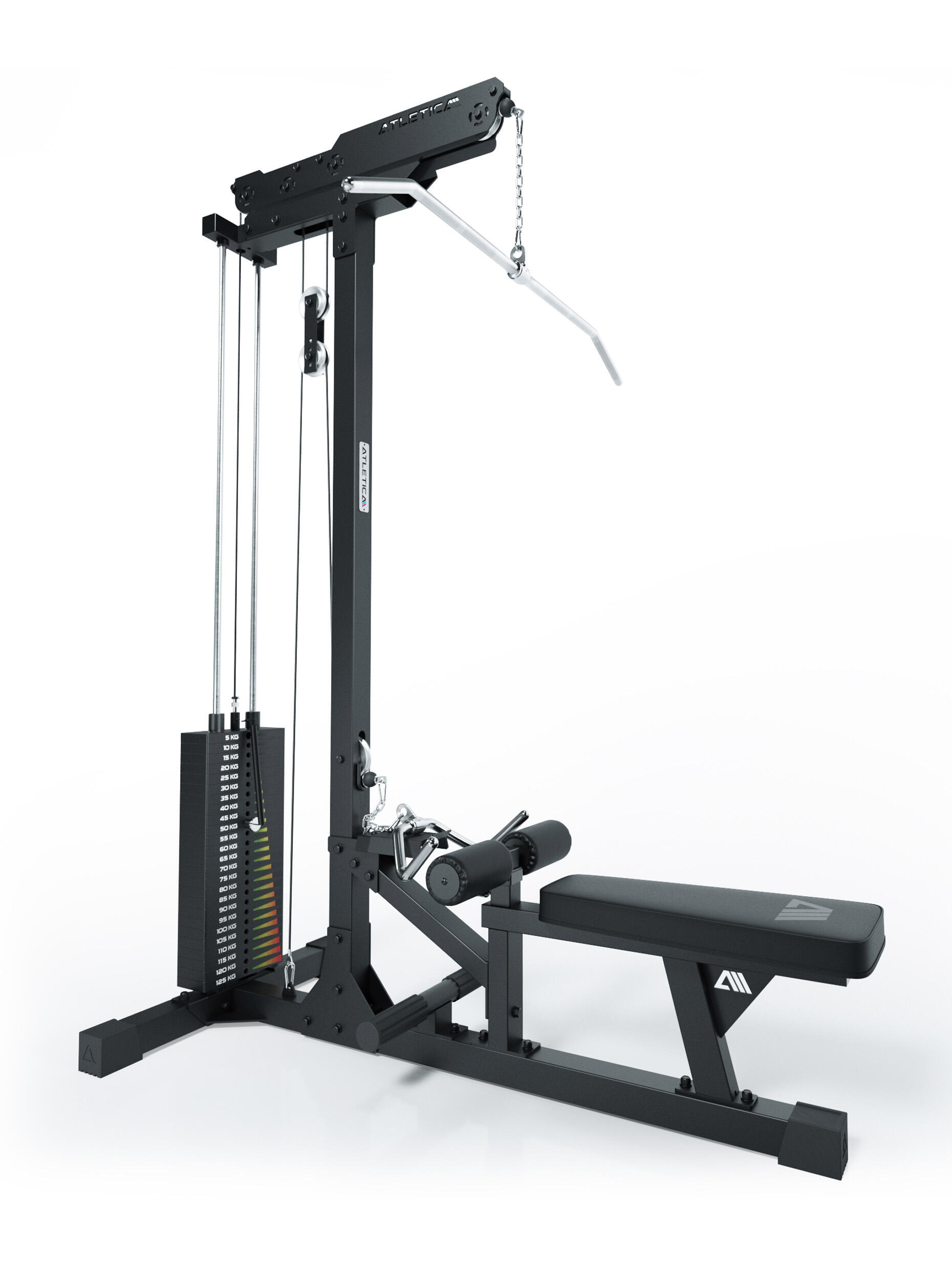ATLETICA Latzug mit Ruder-Station | Studioqualität | 125 kg Steckgewicht