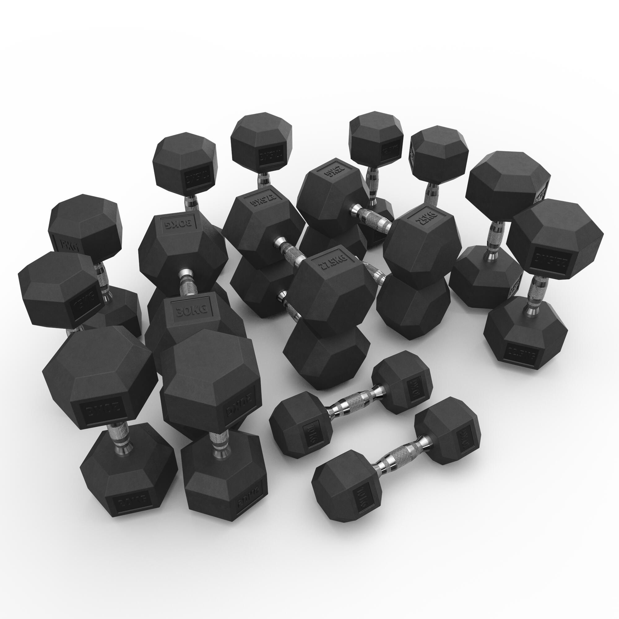 Hexagon Hantel Set | 10 kg - 30 kg ∣ Professioneller PVC Bezug 2/3