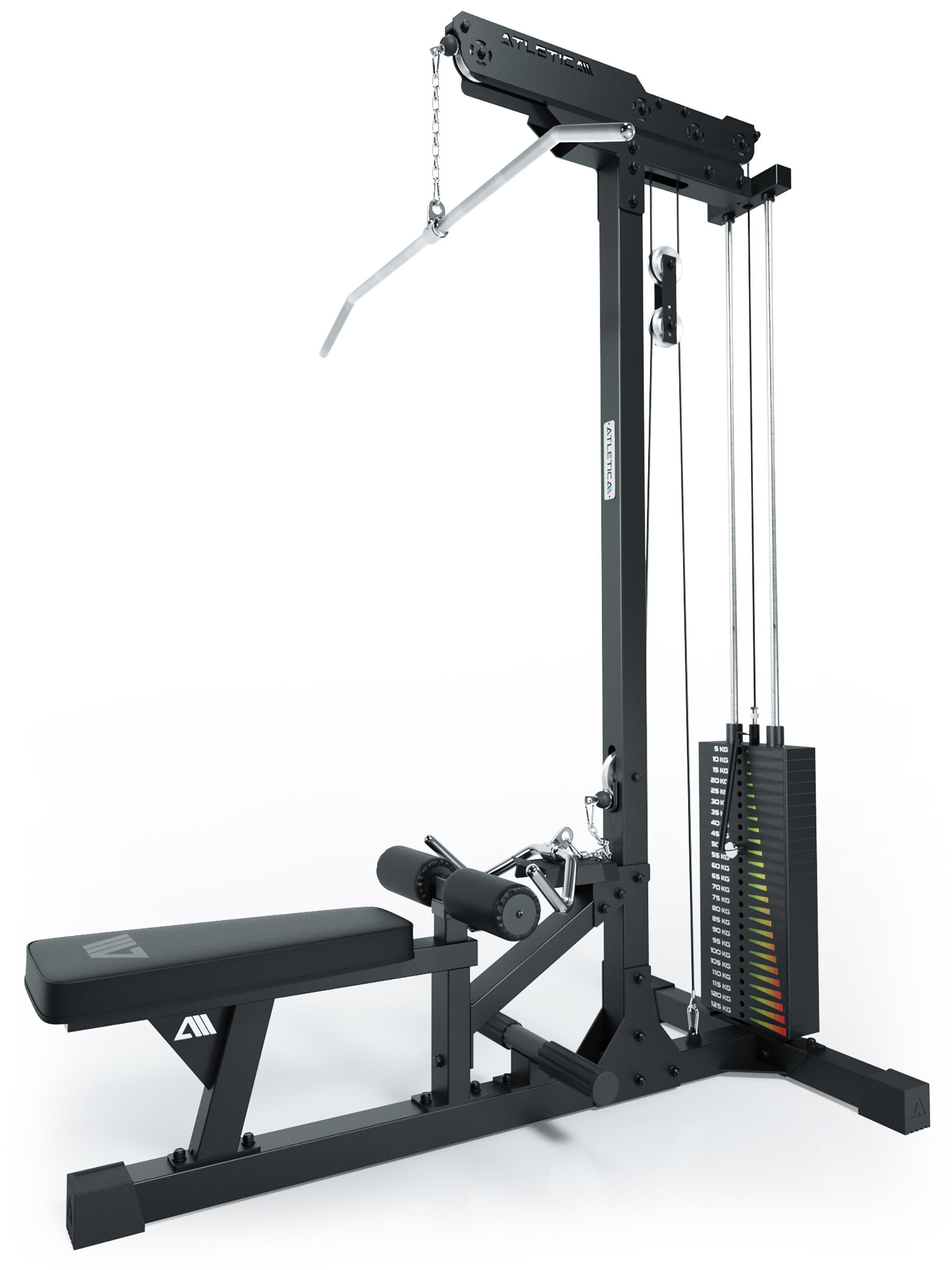 Latzug mit Ruder-Station | Studioqualität | 125 kg Steckgewicht 2/7