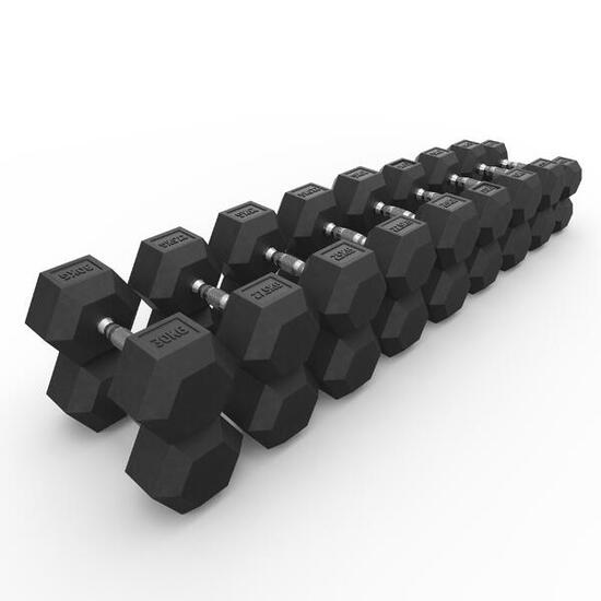 Hexagon Hantel Set | 10 kg - 30 kg ∣ Professioneller PVC Bezug