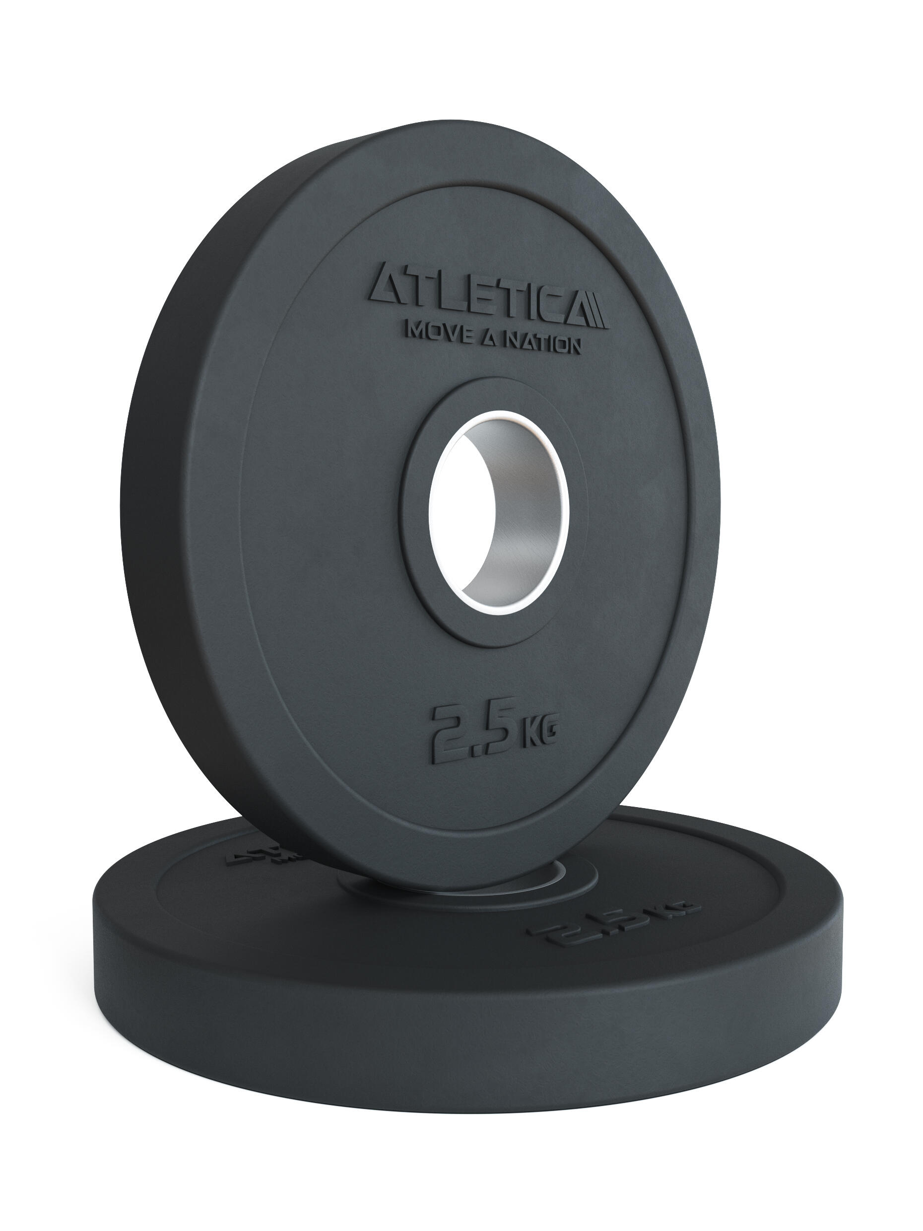 ATLETICA Rubber Plates Paar | 2.5kg | 50 mm | Edelstahl Ring