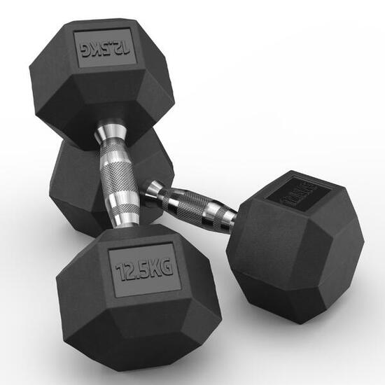 Hexagon Hantel Paar | 2 x 12.5kg | PVC Bezug | Geruchsarm | Langlebig