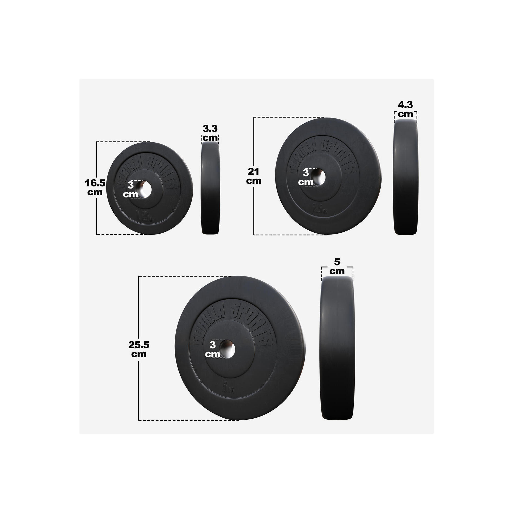Discos Pesas Juego De 2 Mancuernas Ajustables Gorilla Sports - Incluye Discos De 1,25 Kg Y 2,5 Kg Juego Pesas 2 Piezas