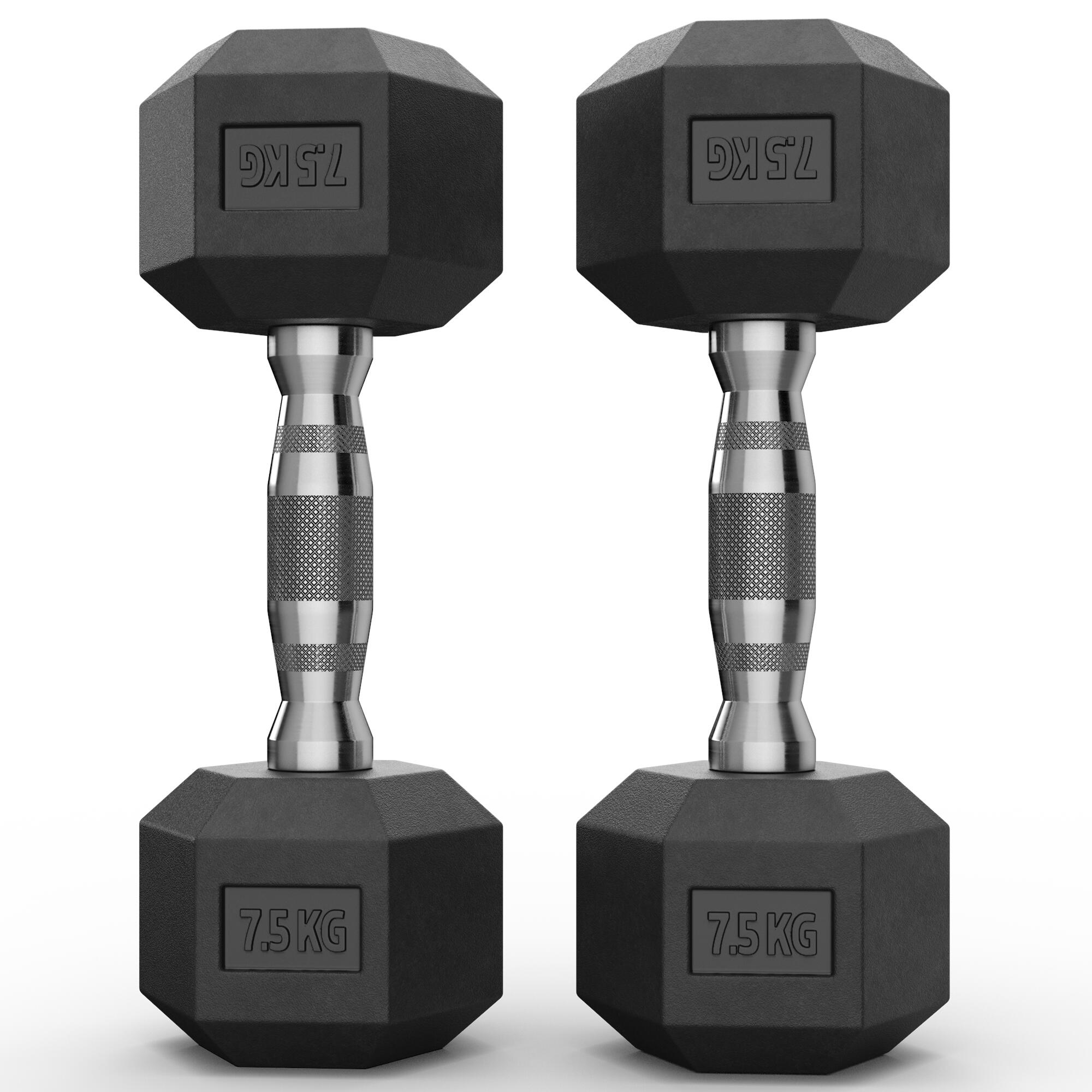 Hexagon Hantel Paar | 2x7.5kg | Geruchsarm | PVC Bezug 2/3