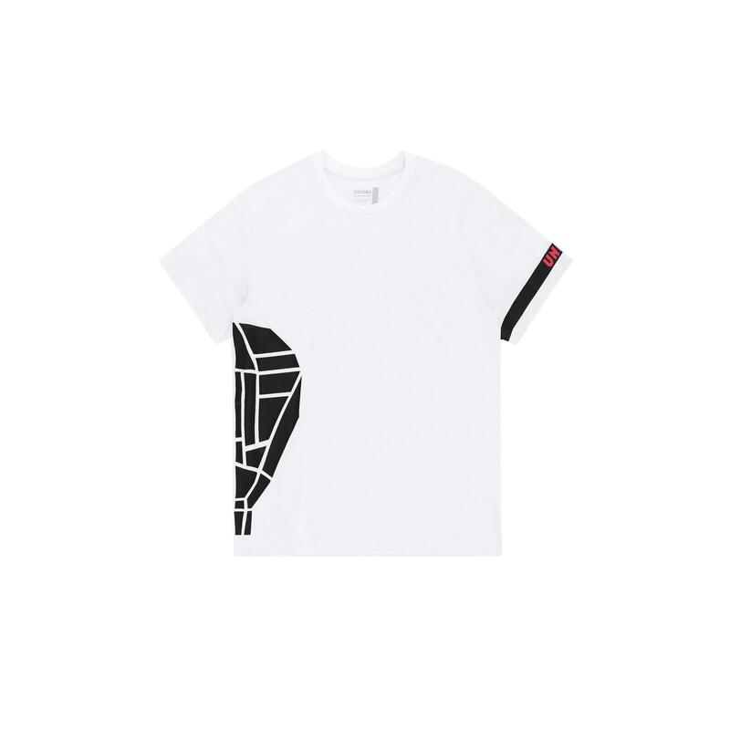 Shirt Padel Heren - Pala print linkerspeler, wit/zwart