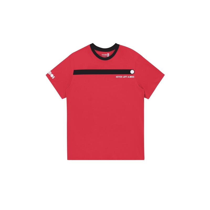T-shirt Padel pour hommes - Never Left Alone print, rouge/noir
