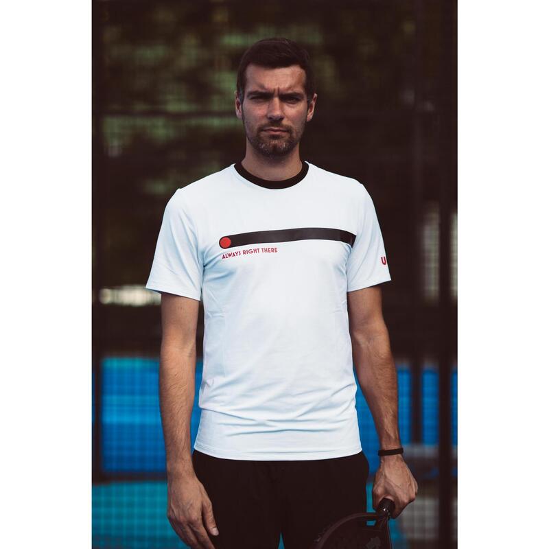 T-shirt Padel pour hommes - Always Right There print, blanc/noir