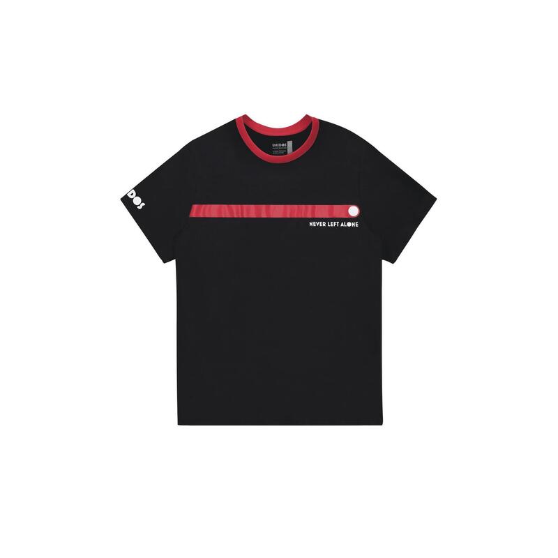 T-shirt Padel pour hommes - Never Left Alone print, noir/rouge