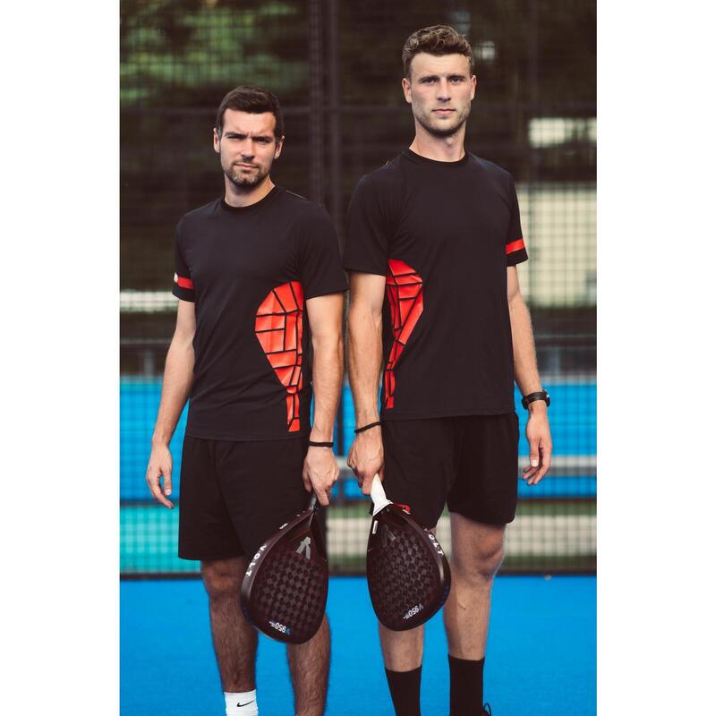 Shirt Padel Heren - Pala print linkerspeler, zwart/rood