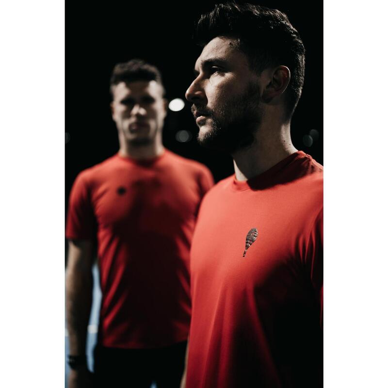 T-shirt Padel pour hommes - Balle print, rouge/noir
