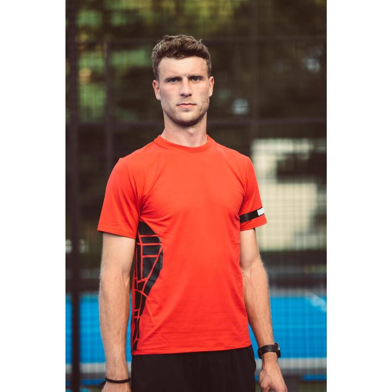 Shirt Padel Heren - Pala print linkerspeler, zwart/rood