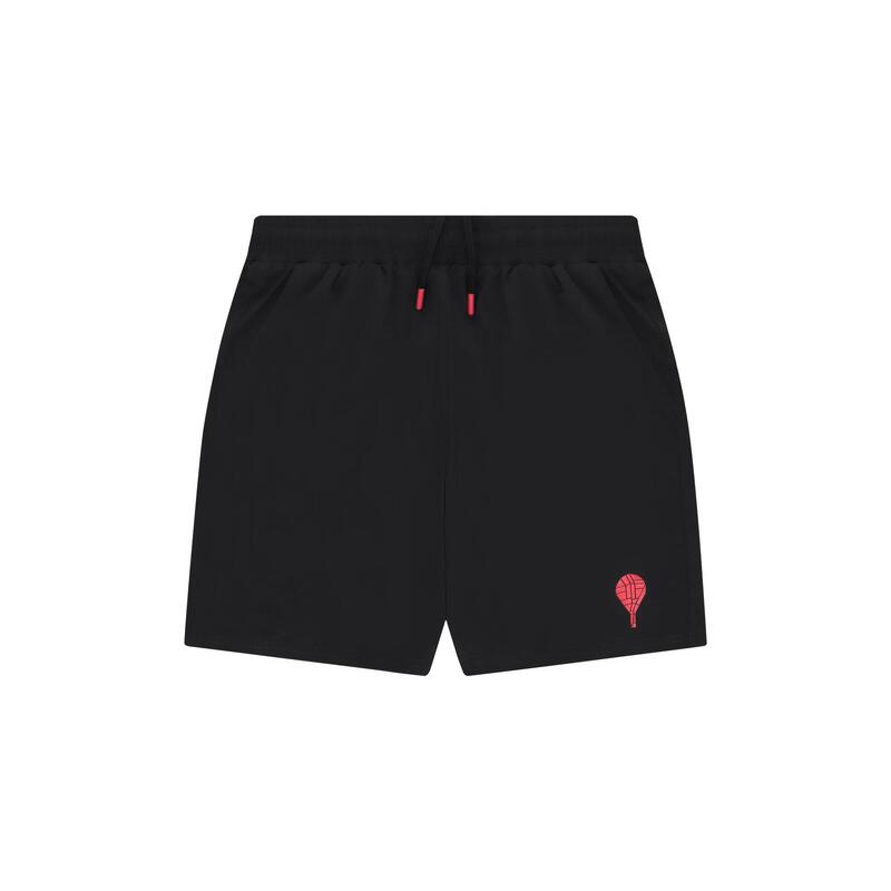 Short Padel Heren - Racket print, zwart/rood