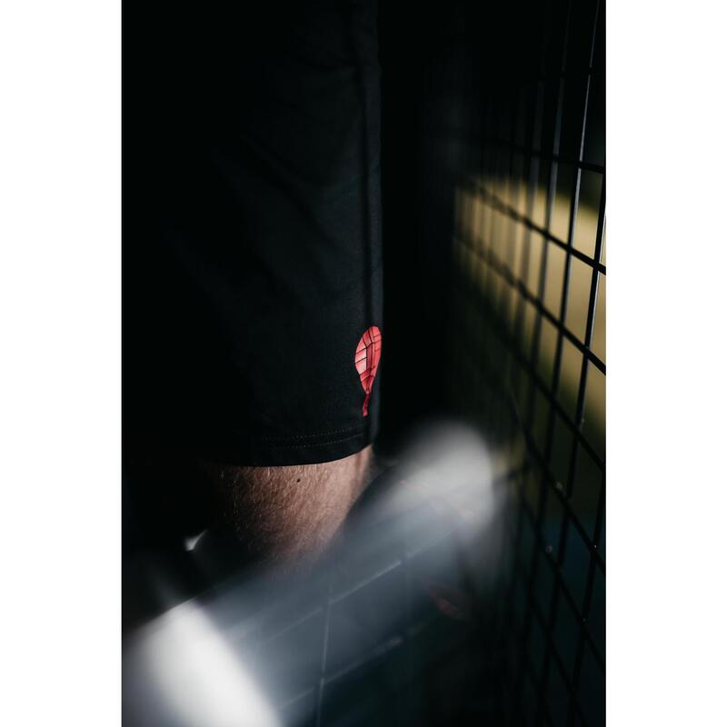 Short Padel Heren - Racket print, zwart/rood