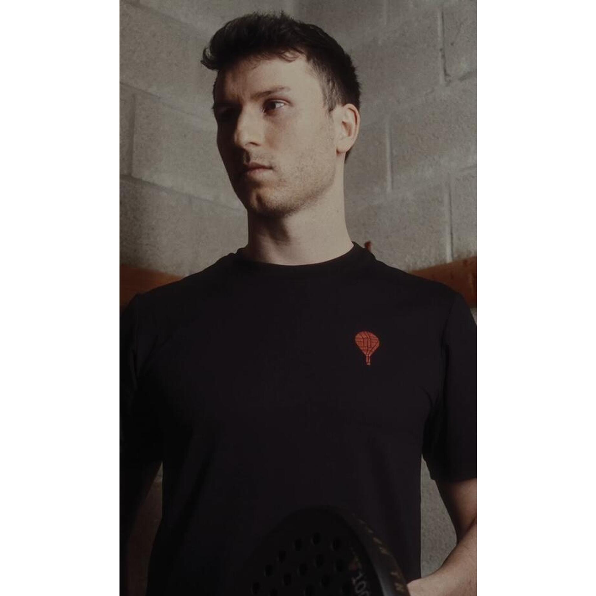 Shirt Padel Heren - Racket print, zwart/rood