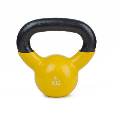 Kettlebell Vinyl 4 kg. Gelb Gewichtheben Unisex Gelb