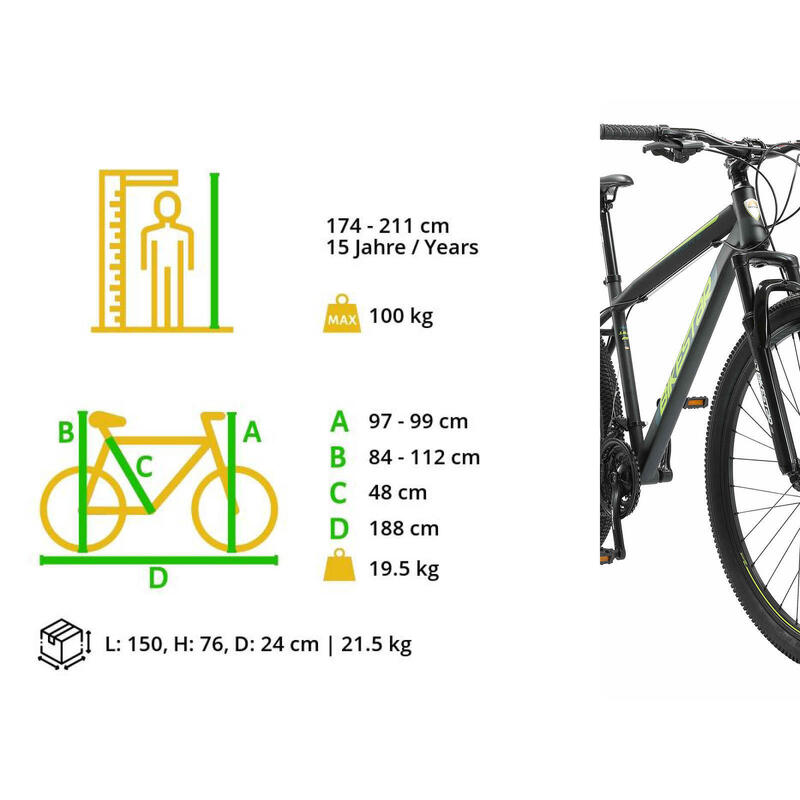Bicicleta de montaña 29" acero BIKESTAR city mtb negro