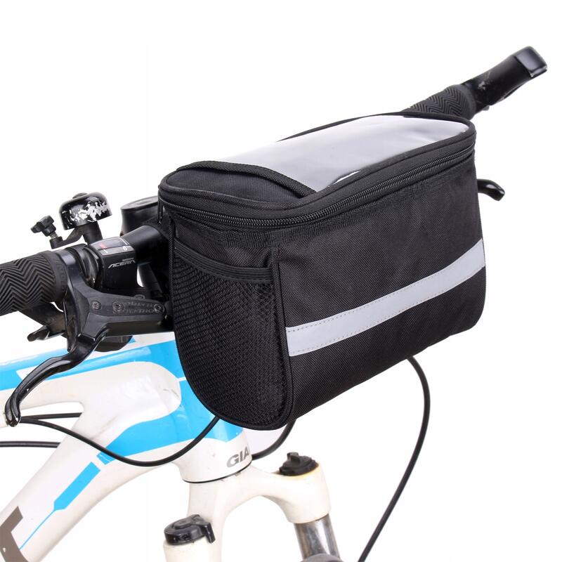 Sacoche de guidon de vélo avec support de téléphone 3 litres Sacoche noire