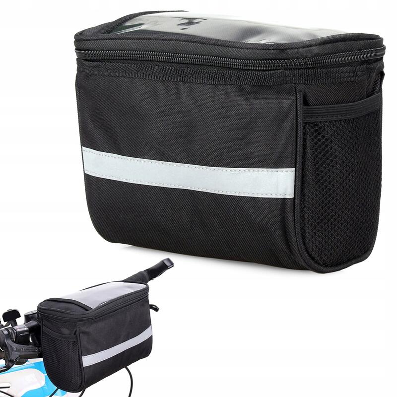 Sacoche de guidon de vélo avec support de téléphone 3 litres Sacoche noire