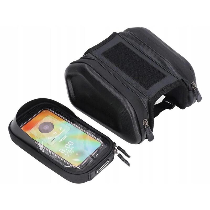 Geantă ghidon cu suport telefon 1,5 L, negru