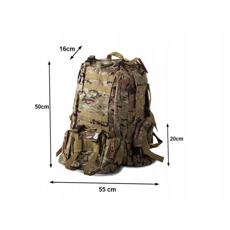 Rucsac tactic de supraviețuire, camuflaj, pentru drumeții, 48,5 litri, ciclism