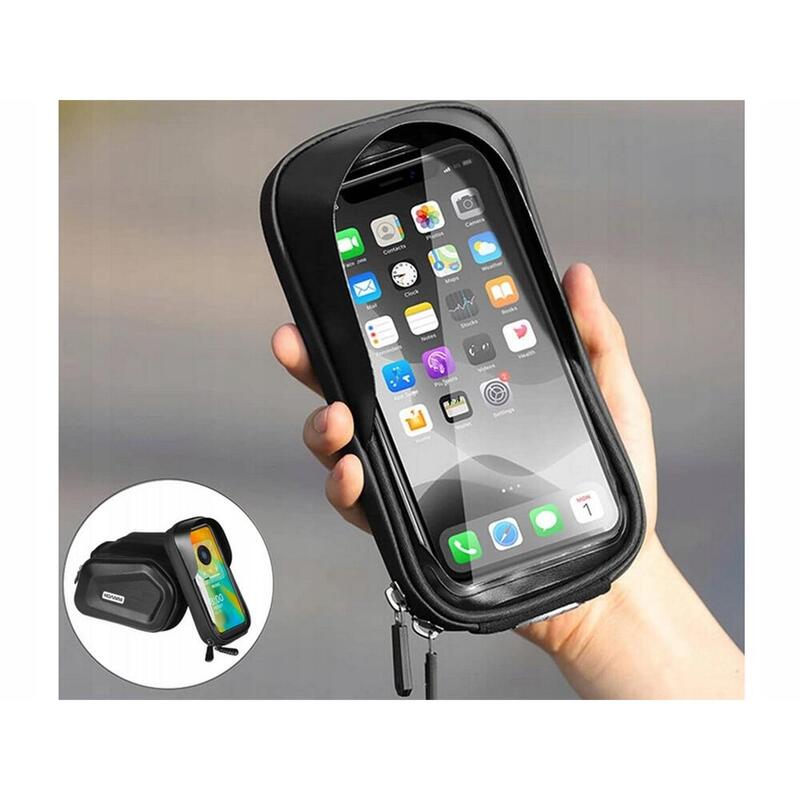 Geantă ghidon cu suport telefon 1,5 L, negru