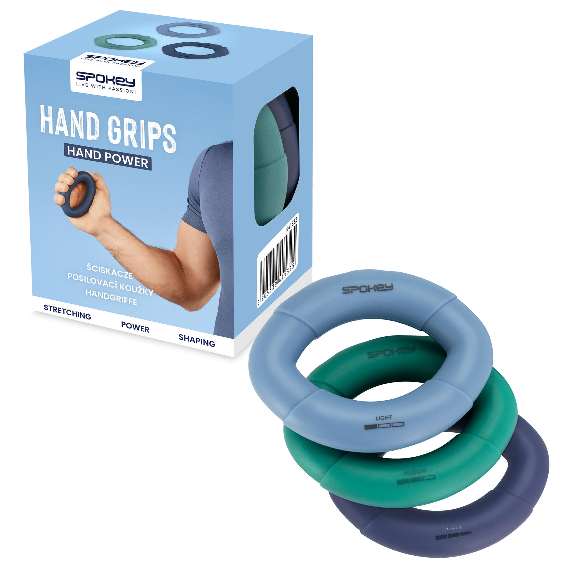 Spokey pack 3 bandas de resistencia - light 20 kg, medium 30 kg, hard 40 kg 7/7