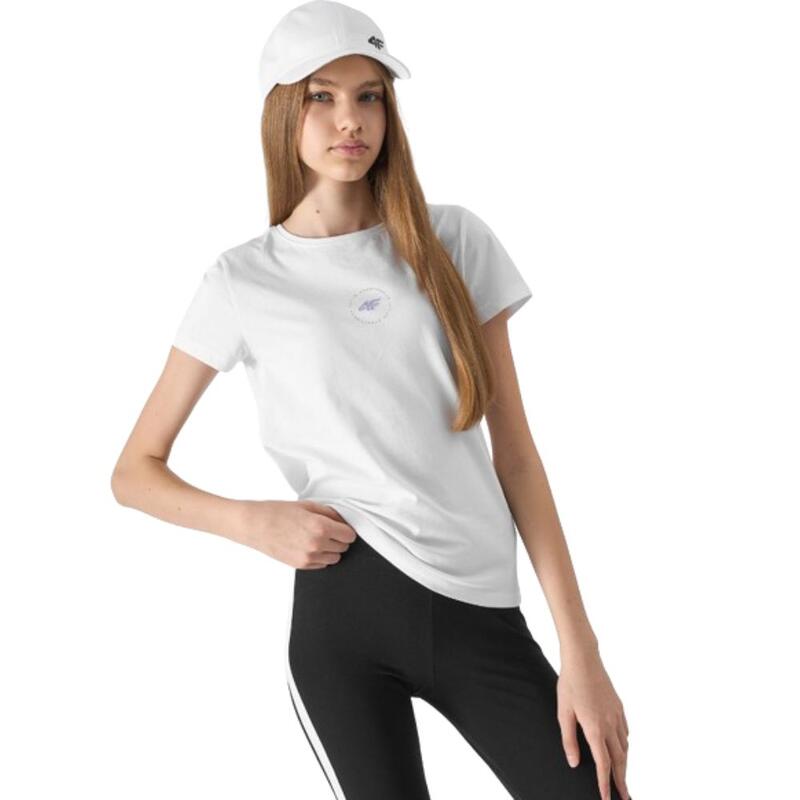 T-Shirt em Algodão de Educação Física Menina 4F TTSHF1111. Branco