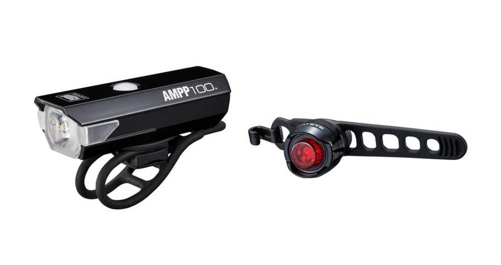 Conjunto de lâmpadas para bicicleta cateye ampp 100 hl-el041rc / orb tl-ld160