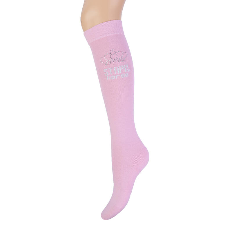 STAPP Horse Calcetines Equitación Corona Strass Rosa / Plata