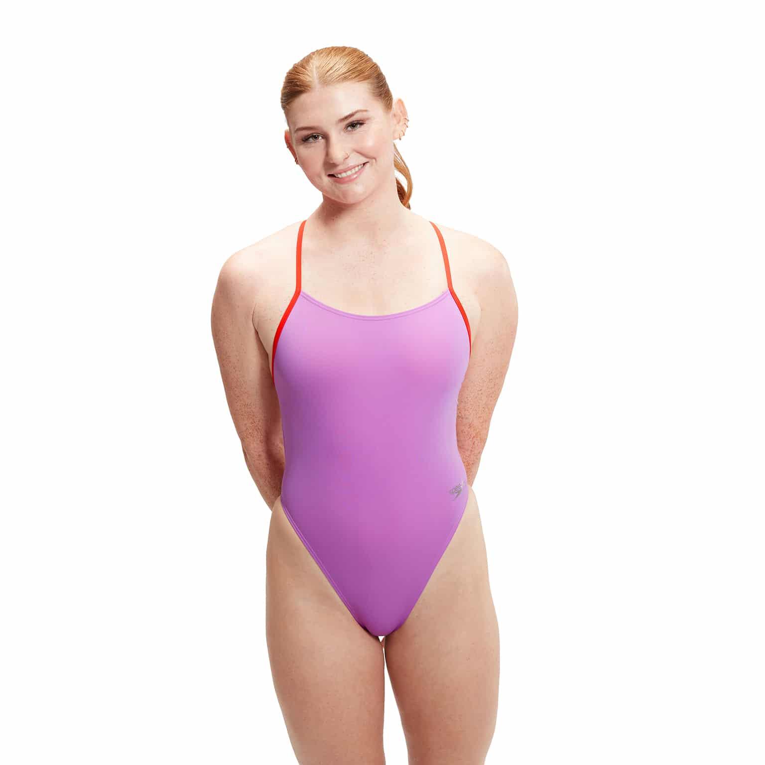 SPEEDO Womens Solid Tie Back Swimsuit