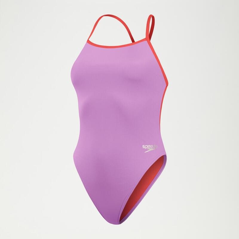 Speedo Womens Solid Tie Back Sweet Purple/Watermelon