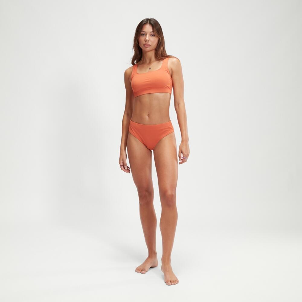 Speedo - Bikini Speedo Logo Volley Femme - Résistant Au Chlore, Tissu Recyclé - Maillot De Bain 1 Pièce - Marron|orange - Decathlon